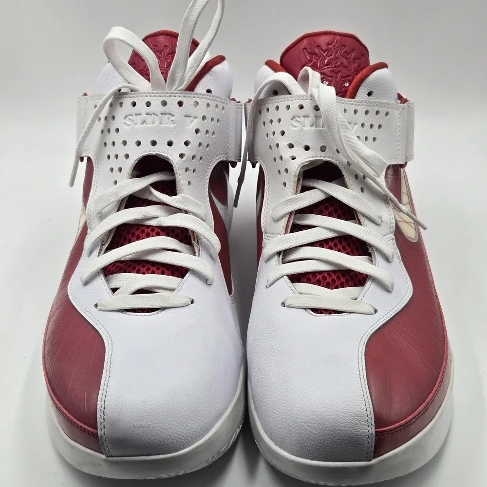 Nike LeBron Shoes Mens Size 18 White Red Mid Top Basketball 454141-105 Sneakers